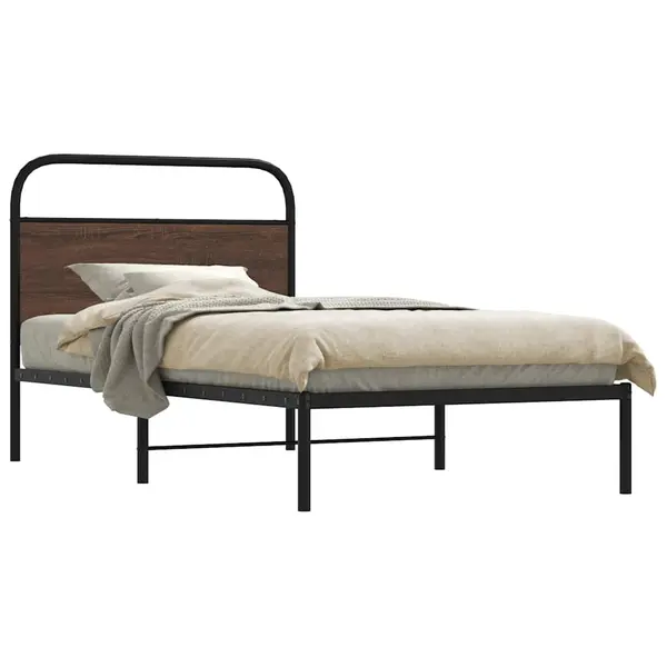 Gossi cadru pat fara saltea stejar maro, 100x190 cm, lemn prelucrat