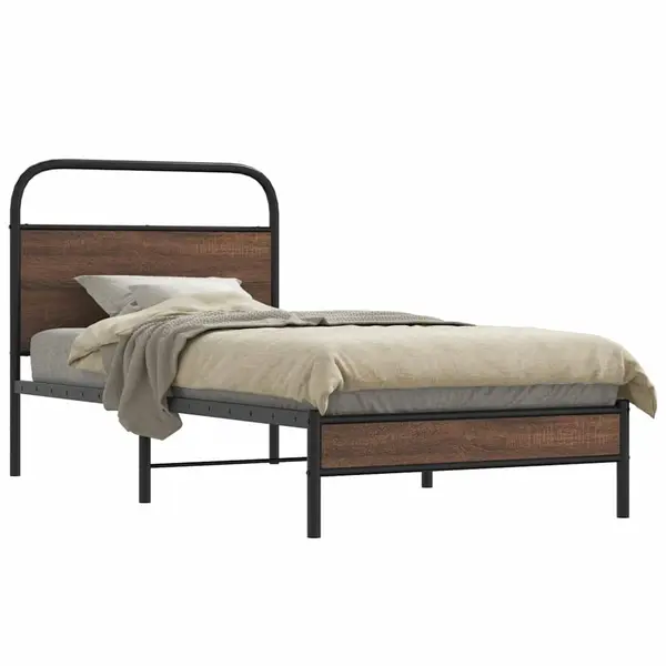 Gossi cadru pat fara saltea stejar maro, 100x190 cm, lemn prelucrat