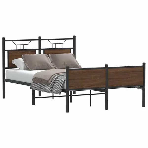 Gossi cadru pat fara saltea stejar maro 120x190 cm, lemn prelucrat