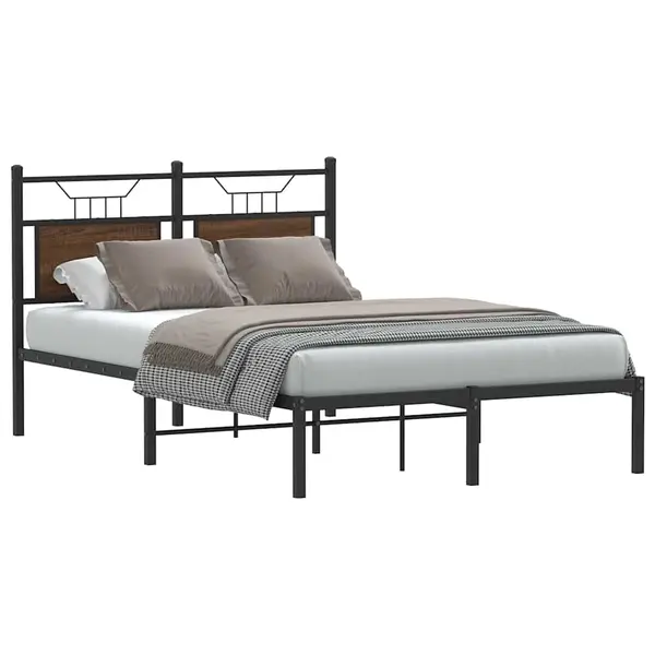 Gossi cadru pat fara saltea stejar maro 120x190 cm, lemn prelucrat