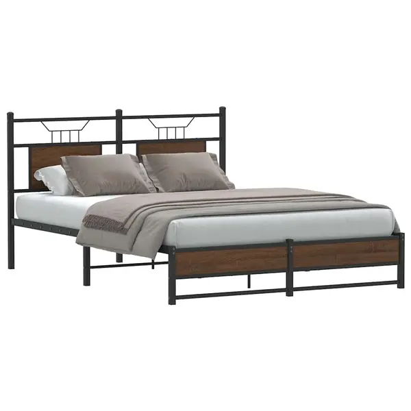 Gossi cadru pat fara saltea stejar maro, 140x190 cm, lemn prelucrat