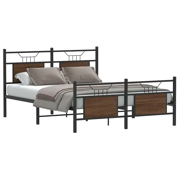 Gossi cadru pat fara saltea stejar maro, 140x190 cm, lemn prelucrat