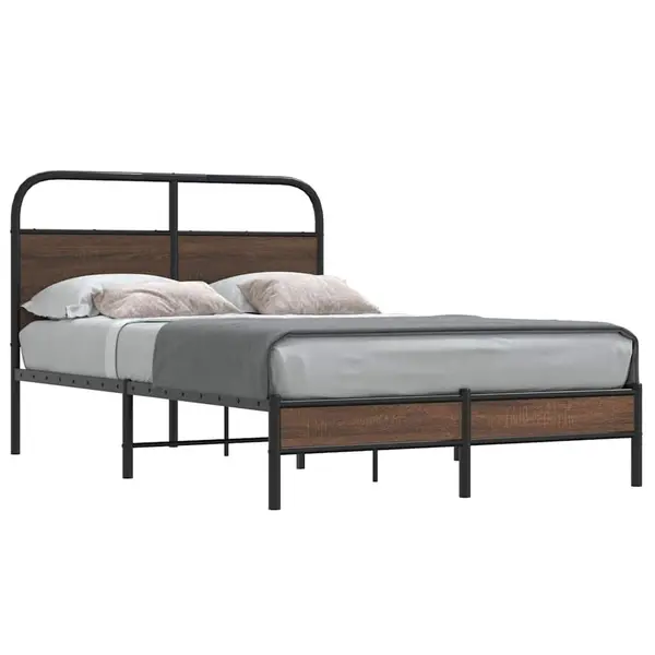 Gossi cadru pat fara saltea stejar maro, 140x190 cm, lemn prelucrat