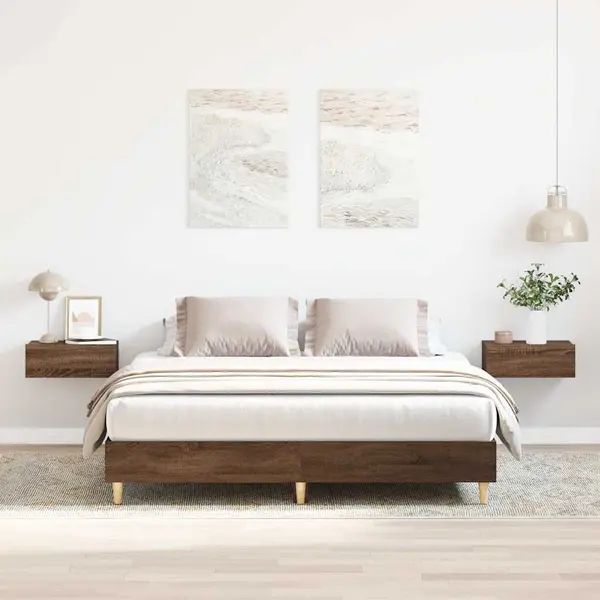 Gossi cadru pat fara saltea stejar maro 140x200 cm lemn prelucrat
