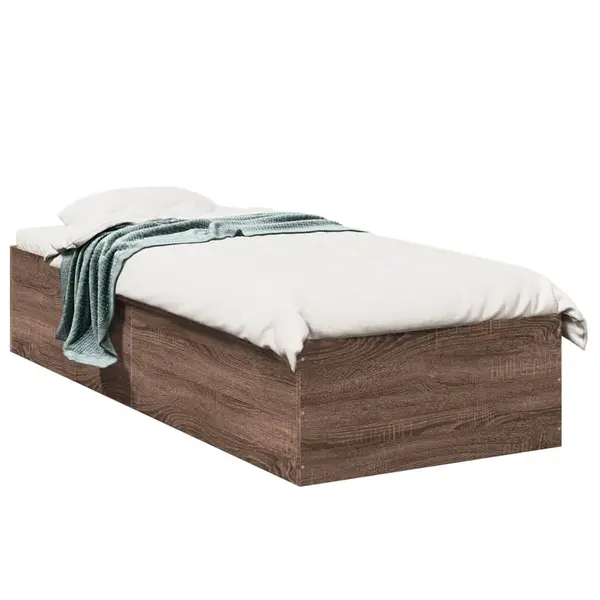 Gossi cadru pat fara saltea, stejar maro 75x190 cm lemn prelucrat