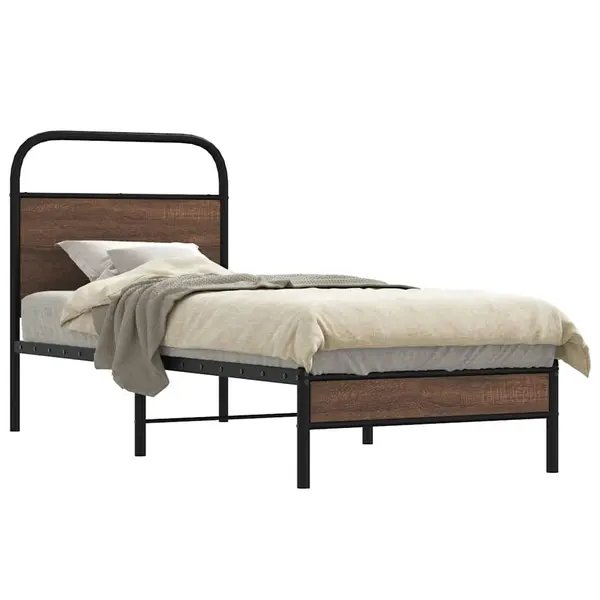 Gossi cadru pat fara saltea, stejar maro 75x190 cm lemn prelucrat