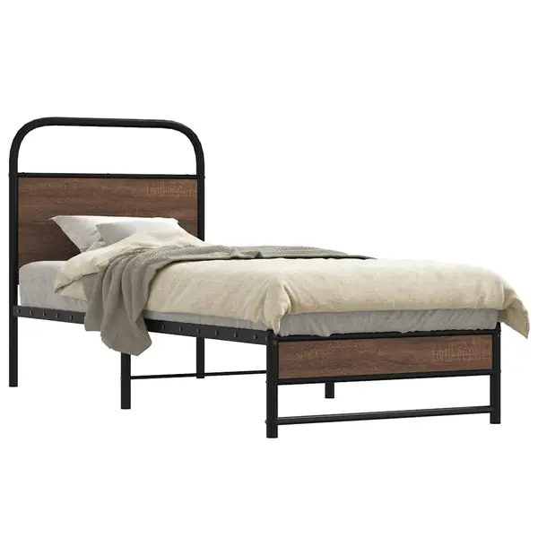 Gossi cadru pat fara saltea, stejar maro 75x190 cm lemn prelucrat