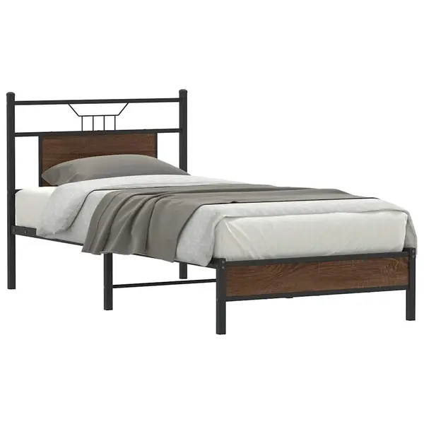 Gossi cadru pat fara saltea, stejar maro 75x190 cm lemn prelucrat