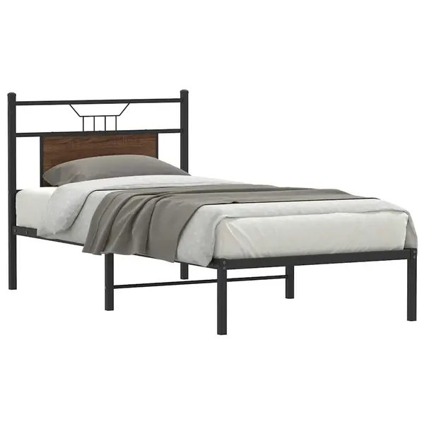 Gossi cadru pat fara saltea, stejar maro 75x190 cm lemn prelucrat