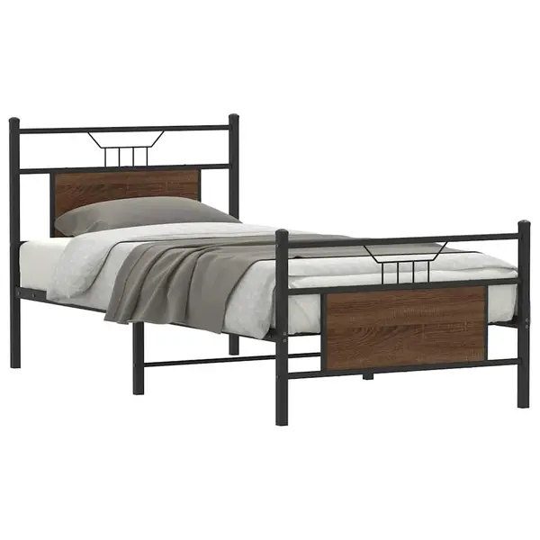 Gossi cadru pat fara saltea, stejar maro 75x190 cm lemn prelucrat