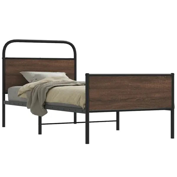 Gossi cadru pat fara saltea stejar maro, 90x190 cm, lemn prelucrat