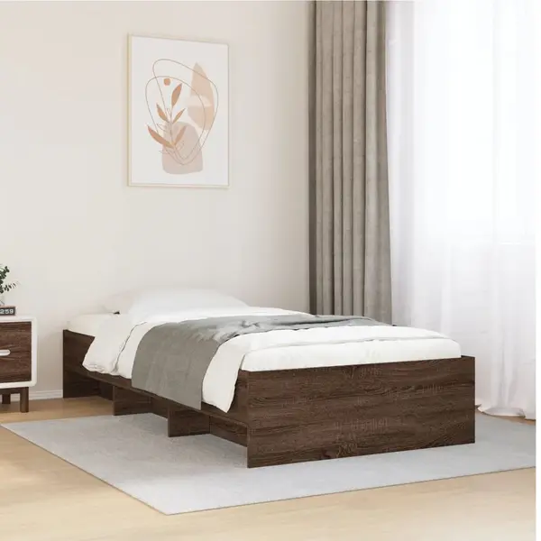 Gossi cadru pat fara saltea stejar maro, 90x200 cm, lemn prelucrat