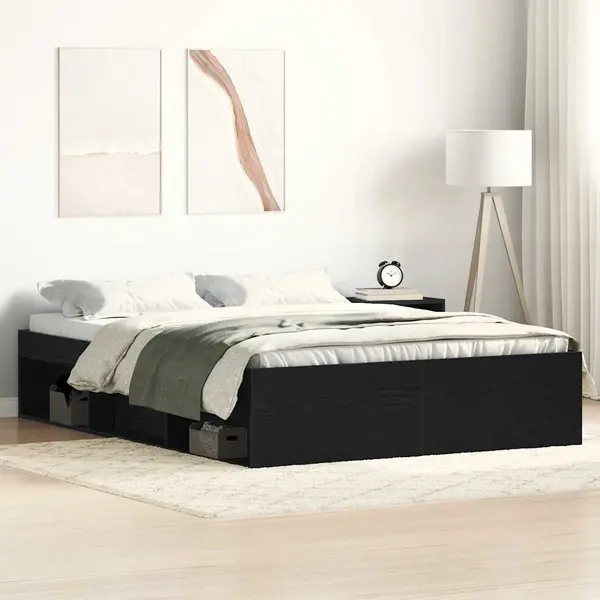 Gossi cadru pat fara saltea, stejar negru, 120x200 cm, lemn prelucrat