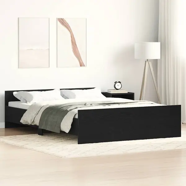 Gossi cadru pat fara saltea, stejar negru, 140x190 cm, lemn prelucrat