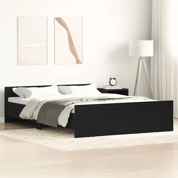 Gossi cadru pat fara saltea, stejar negru, 140x200 cm, lemn prelucrat