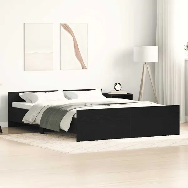 Gossi cadru pat fara saltea, stejar negru, 150x200 cm, lemn prelucrat