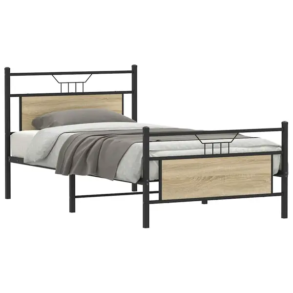 Gossi cadru pat fara saltea, stejar sonoma 100x190 cm lemn prelucrat