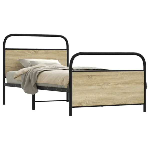 Gossi cadru pat fara saltea, stejar sonoma 100x190 cm lemn prelucrat