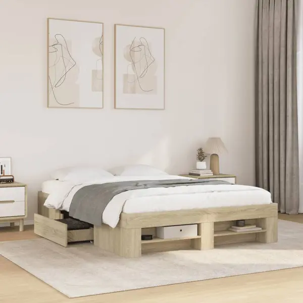 Gossi cadru pat fara saltea stejar sonoma 120x190 cm, lemn prelucrat