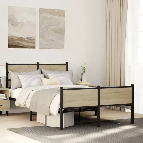 Gossi cadru pat fara saltea stejar sonoma 120x190 cm, lemn prelucrat