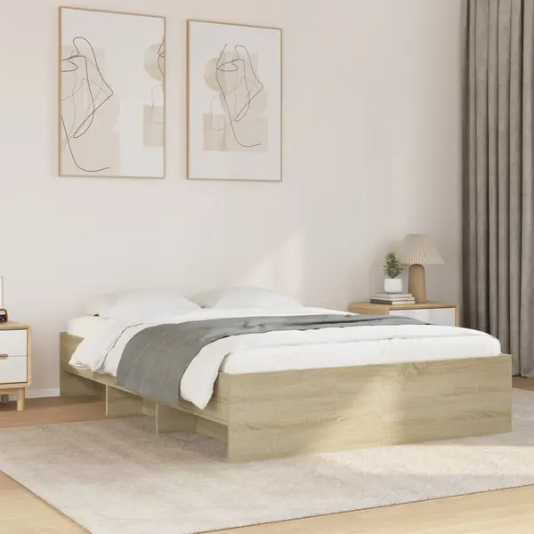 Gossi cadru pat fara saltea stejar sonoma 120x190 cm, lemn prelucrat