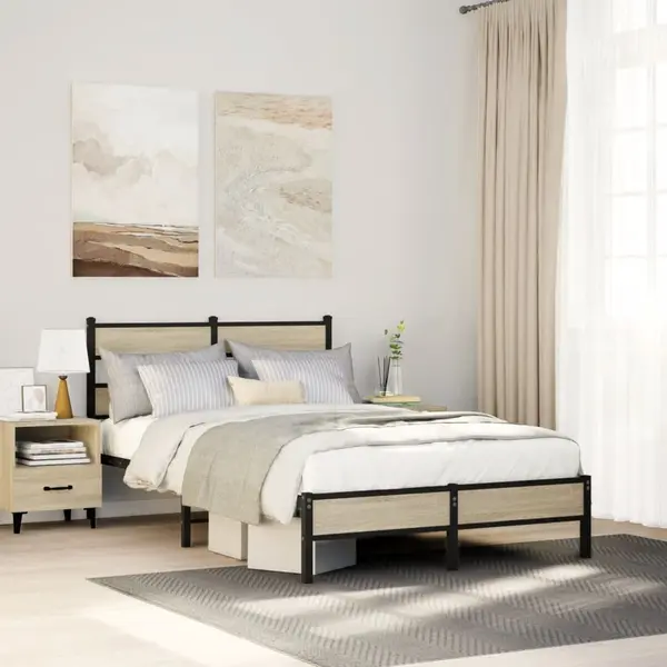 Gossi cadru pat fara saltea stejar sonoma 120x190 cm, lemn prelucrat