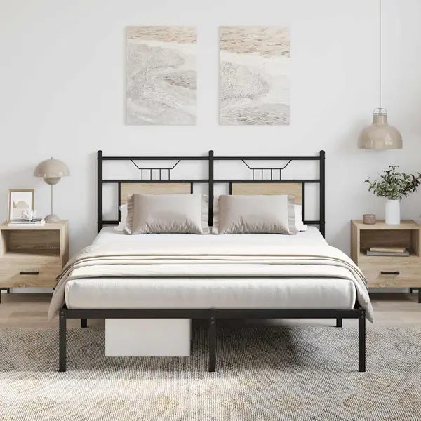 Gossi cadru pat fara saltea, stejar sonoma 137x190 cm lemn prelucrat
