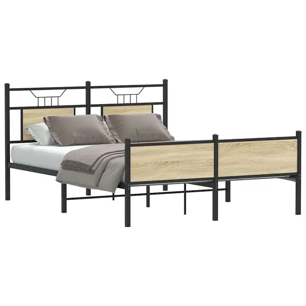 Gossi cadru pat fara saltea, stejar sonoma 137x190 cm lemn prelucrat