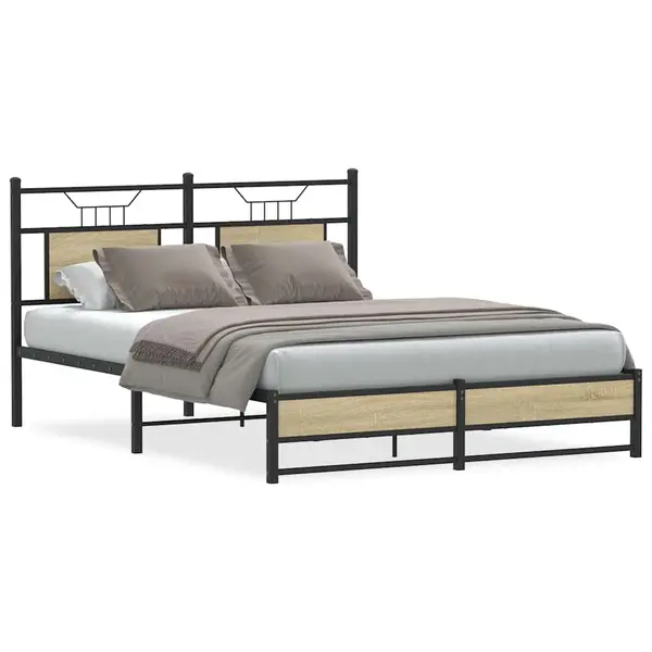 Gossi cadru pat fara saltea, stejar sonoma 137x190 cm lemn prelucrat