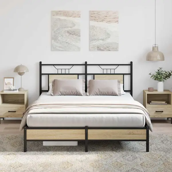 Gossi cadru pat fara saltea stejar sonoma, 140x190 cm, lemn prelucrat