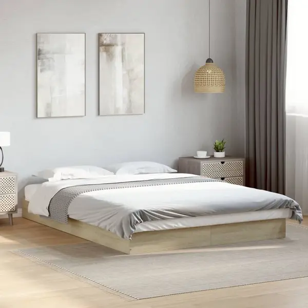 Gossi cadru pat fara saltea stejar sonoma 140x200 cm lemn prelucrat