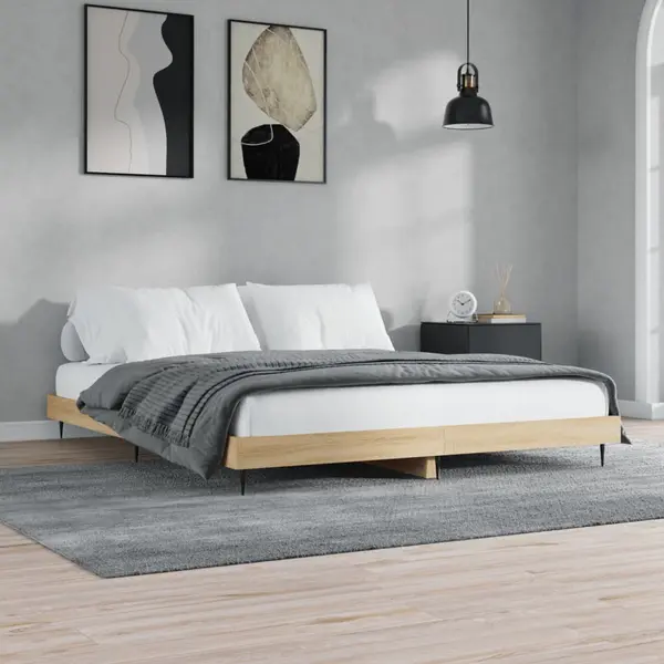 Gossi cadru pat fara saltea stejar sonoma 140x200 cm lemn prelucrat
