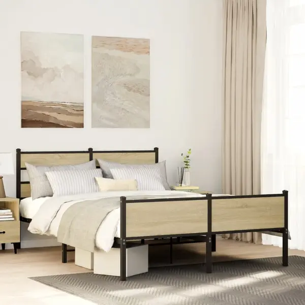 Gossi cadru pat fara saltea stejar sonoma 150x200 cm lemn prelucrat
