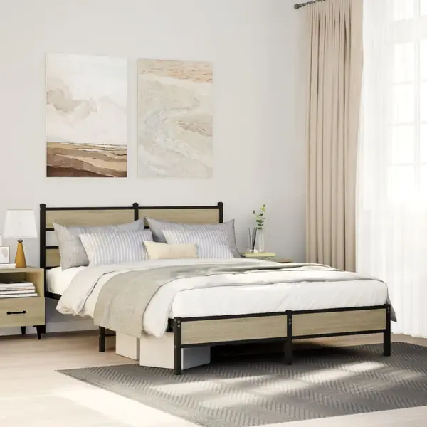 Gossi cadru pat fara saltea stejar sonoma, 160x200 cm, lemn prelucrat