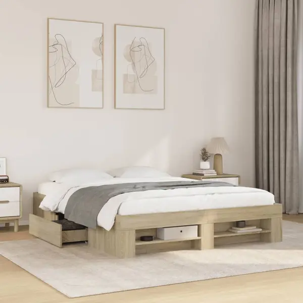 Gossi cadru pat fara saltea stejar sonoma, 160x200 cm, lemn prelucrat