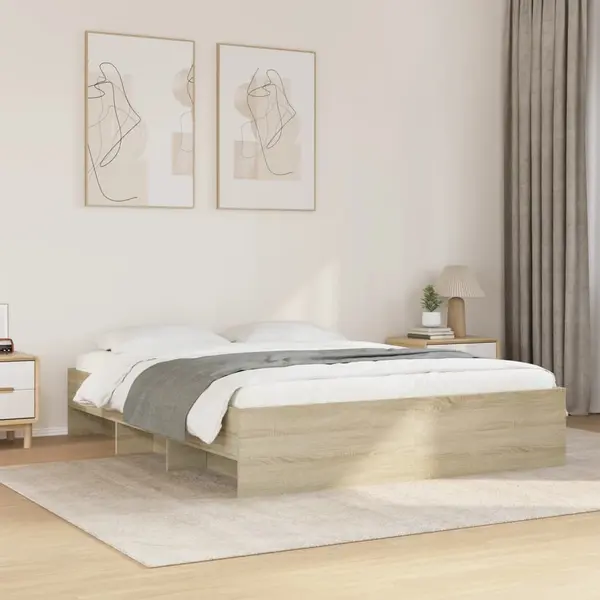 Gossi cadru pat fara saltea stejar sonoma, 160x200 cm, lemn prelucrat