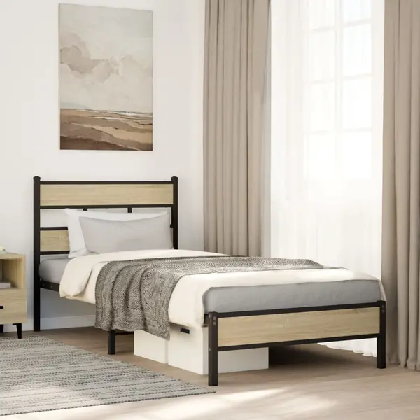 Gossi cadru pat fara saltea, stejar sonoma 75x190 cm lemn prelucrat