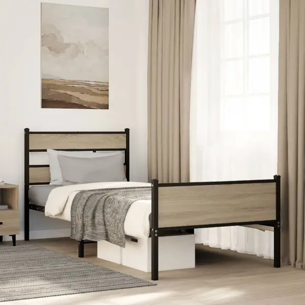 Gossi cadru pat fara saltea, stejar sonoma 75x190 cm lemn prelucrat