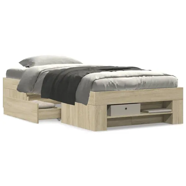 Gossi cadru pat fara saltea, stejar sonoma 75x190 cm lemn prelucrat