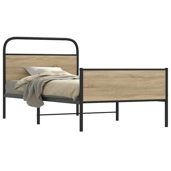 Gossi cadru pat fara saltea stejar sonoma, 90x200 cm, lemn prelucrat