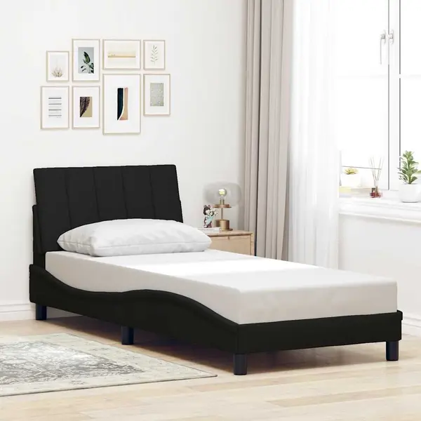 Gossi cadru pat fara saltea tesatura neagra 90x200 cm