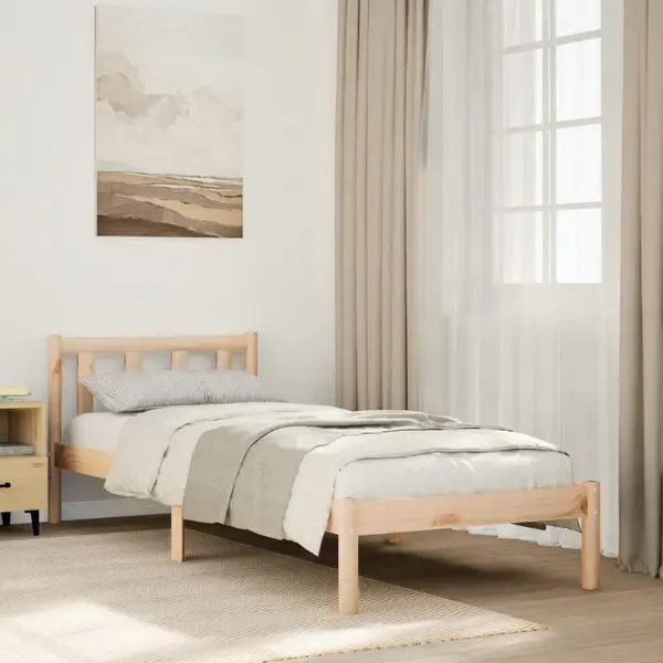 Gossi cadru pat foarte lung fara saltea, 100x210 cm, lemn masiv pin