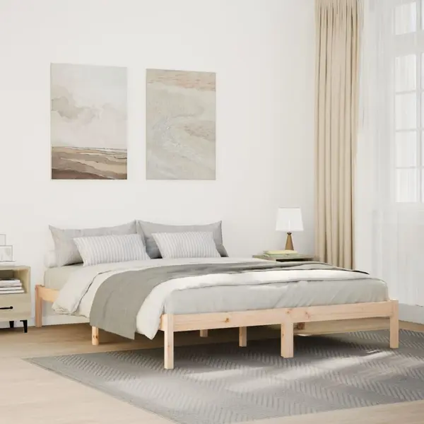 Gossi cadru pat foarte lung fara saltea, 160x210 cm, lemn masiv pin