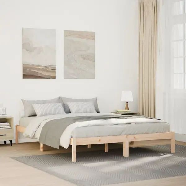 Gossi cadru pat foarte lung fara saltea, 160x220 cm, lemn masiv pin