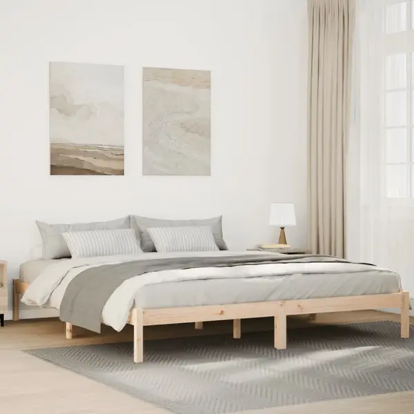 Gossi cadru pat foarte lung fara saltea, 180x220 cm, lemn masiv pin