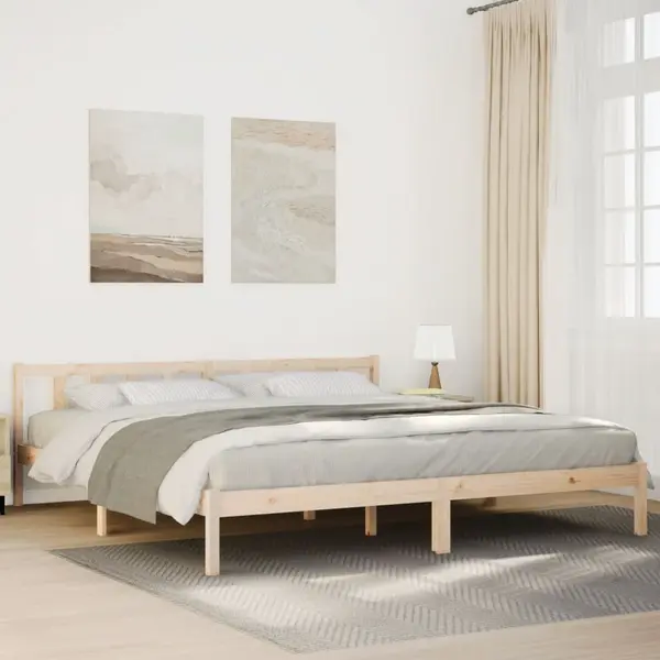 Gossi cadru pat foarte lung fara saltea, 180x220 cm, lemn masiv pin