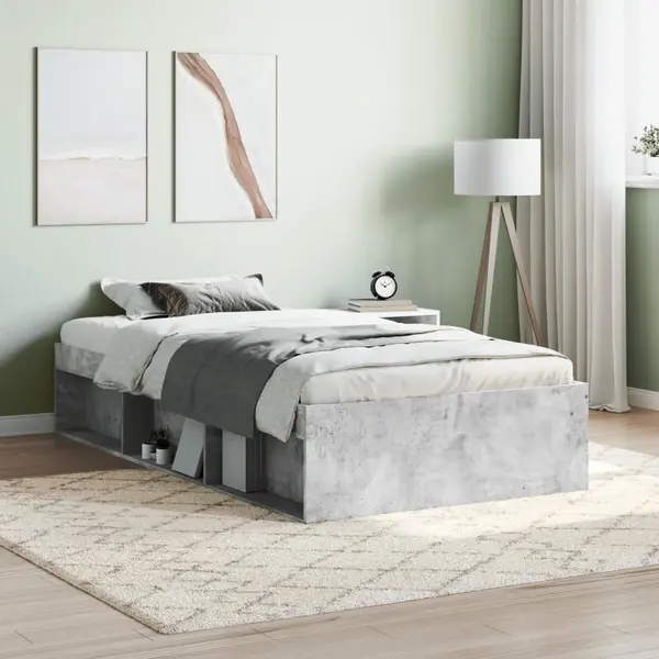 Gossi cadru pat, gri beton, 90x190 cm
