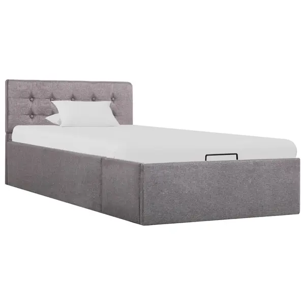 Gossi cadru pat hidraulic cu depozitare, gri taupe, 90x200 cm, textil