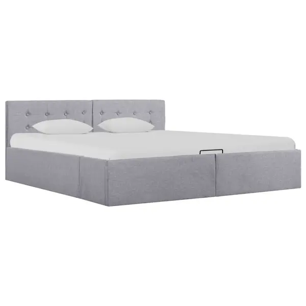 Gossi cadru pat hidraulic cu lada, gri deschis, 160x200 cm, textil