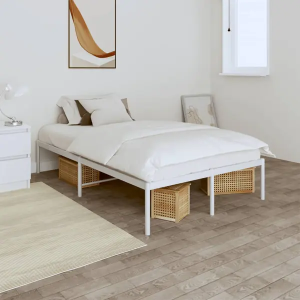 Gossi cadru pat metalic, alb, 120x190 cm